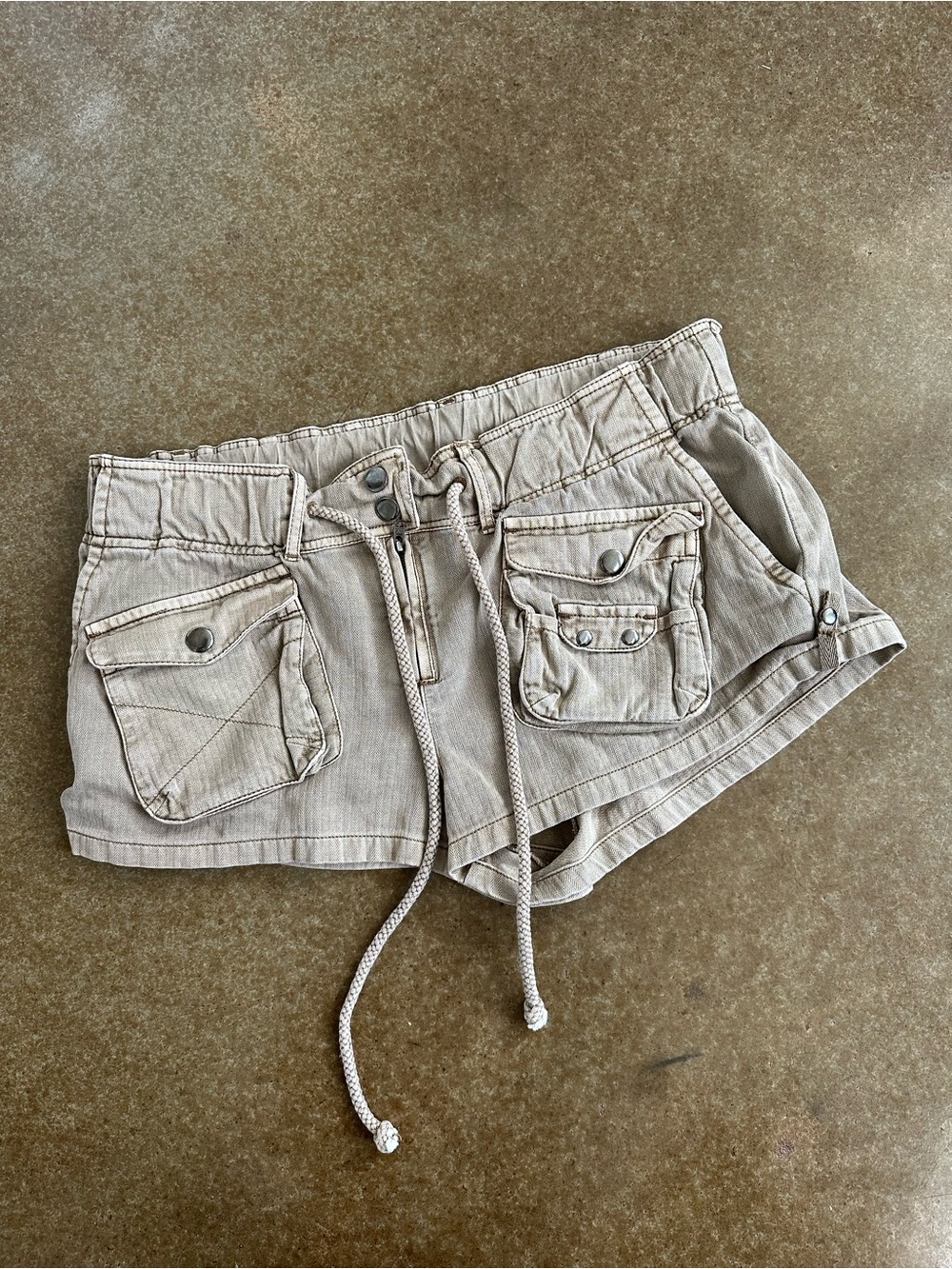 Free People washed brown Cargo Drawstring Shorts
